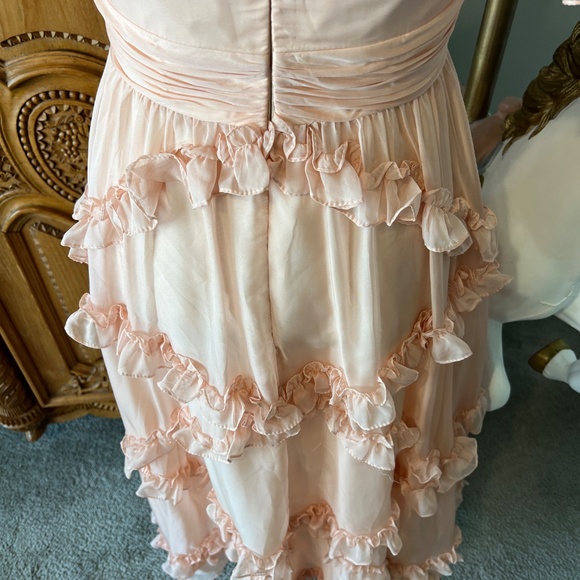NWT Mac Duggal 2 Apricot Ruffle High Neck Prairie Period Dress 68458 68425 68222 - Picture 6 of 9
